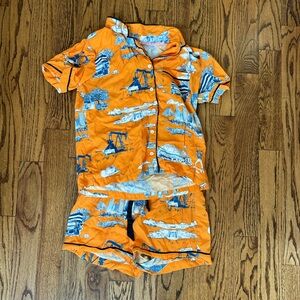 Bright Orange Printed Houston City Pajama Set